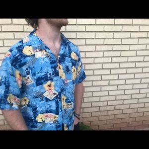Hawaiian Bright Summer Button Up T-Shirt